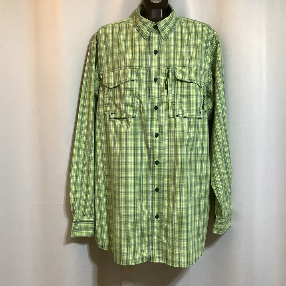 Red Head Shirt Men’s Size XLT Button Down Gorpcore Green White Plaid
